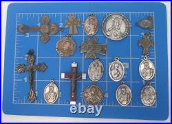 Vintage Antique Religious Cross and Medallion Charms ca. 1960