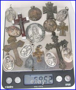 Vintage Antique Religious Cross and Medallion Charms ca. 1960
