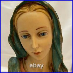 Vintage Antique Religious Hand Carved Virgin Mary Bust Figurines Figures