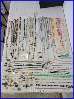 Vintage & Antique Rosary, Religious Medals, Crosses 107 Pieces. READ