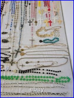 Vintage & Antique Rosary, Religious Medals, Crosses 107 Pieces. READ