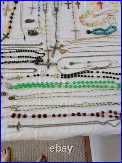 Vintage & Antique Rosary, Religious Medals, Crosses 107 Pieces. READ
