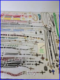 Vintage & Antique Rosary, Religious Medals, Crosses 107 Pieces. READ