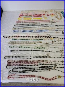 Vintage & Antique Rosary, Religious Medals, Crosses 107 Pieces. READ