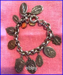 Vintage Bracelet Catholic Religious Medals Charm Bracelet Style 8