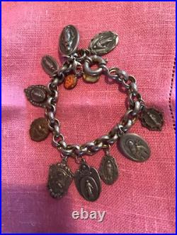 Vintage Bracelet Catholic Religious Medals Charm Bracelet Style 8