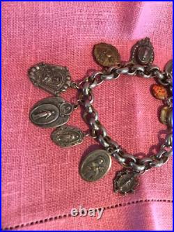 Vintage Bracelet Catholic Religious Medals Charm Bracelet Style 8