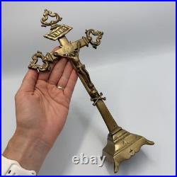 Vintage Bronze Altar Crucifix Catholic Standing Cross Religious Home Decor Gift