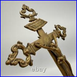 Vintage Bronze Altar Crucifix Catholic Standing Cross Religious Home Decor Gift Vintage Bronze Altar Crucifix Catholic Standing Cross Religious Home Decor Gift