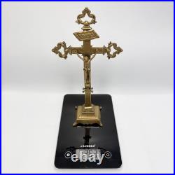 Vintage Bronze Altar Crucifix Catholic Standing Cross Religious Home Decor Gift Vintage Bronze Altar Crucifix Catholic Standing Cross Religious Home Decor Gift