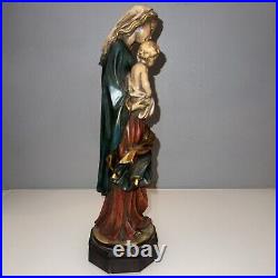 Vintage Carved Wood Madonna With Child G. Serraglini Firenze Florentine Italy