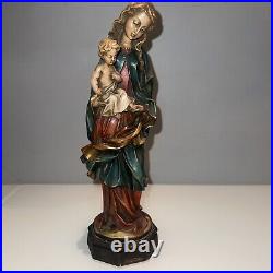 Vintage Carved Wood Madonna With Child G. Serraglini Firenze Florentine Italy