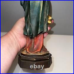 Vintage Carved Wood Madonna With Child G. Serraglini Firenze Florentine Italy