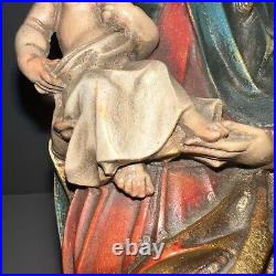 Vintage Carved Wood Madonna With Child G. Serraglini Firenze Florentine Italy