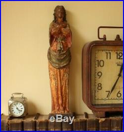 Vintage Cast Iron Virgin Mary Figure. Religious Wall Hanging Statue Ornament