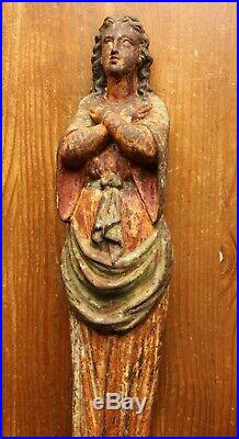 Vintage Cast Iron Virgin Mary Figure. Religious Wall Hanging Statue Ornament