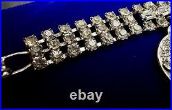 Vintage Catholic Rhinestone Charm Bracelet 10 Religious Saint Medals Relic Italy