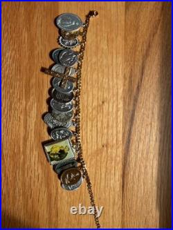 Vintage Catholic Saints Medals Crosses Religious Icons Charm Bracelet Antique