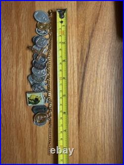 Vintage Catholic Saints Medals Crosses Religious Icons Charm Bracelet Antique