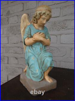 Vintage Chalk Religious kneeling angel praying statue figurine
