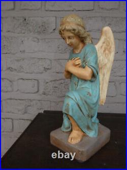 Vintage Chalk Religious kneeling angel praying statue figurine