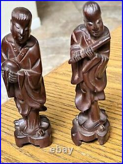 Vintage Chinese Boxwood carved Myth Taoism Eight Immortals God Statue Set