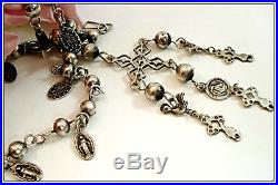 Vintage Fine Jewelry Sterling Silver Yalalag Cross Necklace Antique 23 3 1/2