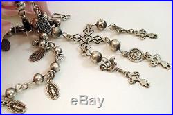 Vintage Fine Jewelry Sterling Silver Yalalag Cross Necklace Antique 23 3 1/2