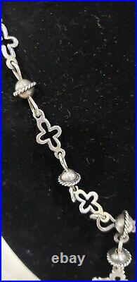 Vintage Fine Jewelry Sterling Silver Yalalag Cross Necklace Antique 26 3 1/2