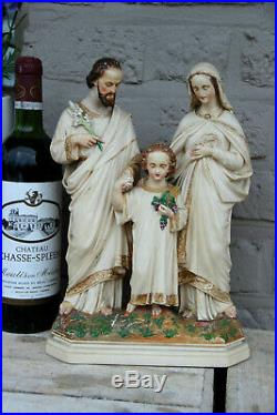 Vintage French holy family religious group cast resin