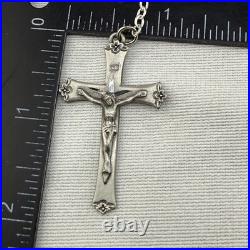 Vintage Glass Beaded Rosary Blue AB Pewter Cross Display Box 34