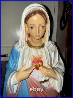 Vintage Immaculate Heart of Mary Statue 26 Catholic Virgin Mary, Blessed Mother