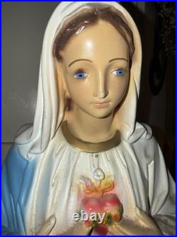 Vintage Immaculate Heart of Mary Statue 26 Catholic Virgin Mary, Blessed Mother
