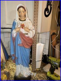 Vintage Immaculate Heart of Mary Statue 26 Catholic Virgin Mary, Blessed Mother