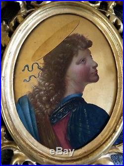 Vintage Italian Oil Painting In Gilded Florentine Frame Angel Lippi Religious