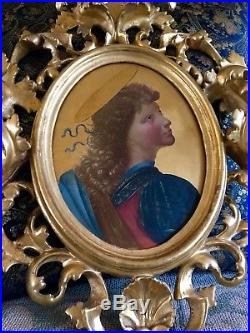 Vintage Italian Oil Painting In Gilded Florentine Frame Angel Lippi Religious