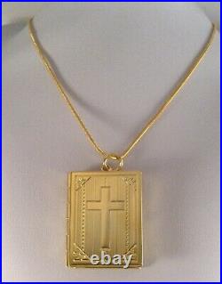 Vintage Jewellery Gold Bible Cross Locket Chain and Necklace Antique Jewelry