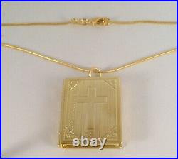 Vintage Jewellery Gold Bible Cross Locket Chain and Necklace Antique Jewelry