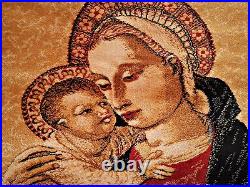 Vintage Lahore Religious Catholic Holy Mary & Baby Jesus Wall Tapestry Carpet