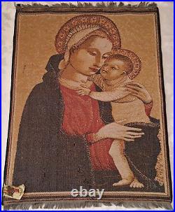 Vintage Lahore Religious Catholic Holy Mary & Baby Jesus Wall Tapestry Carpet