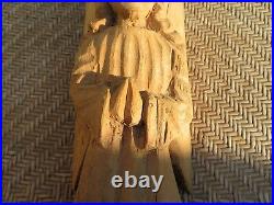 Vintage Large Wooden Carved Handmade Religious Folklore Angel with Wings