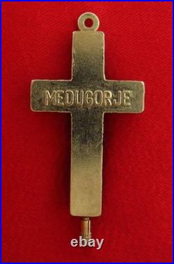 Vintage MEDJUGORJE RELIC CRUCIFIX Reliquary Religious Catholic Cross Soil Earth
