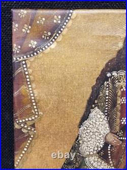 Vintage Mexican MADONNA MARY CHRIST CHILD Hand Painted Religious Icon on Canvas