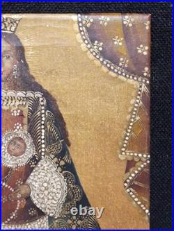 Vintage Mexican MADONNA MARY CHRIST CHILD Hand Painted Religious Icon on Canvas