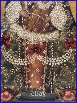 Vintage Mexican MADONNA MARY CHRIST CHILD Hand Painted Religious Icon on Canvas