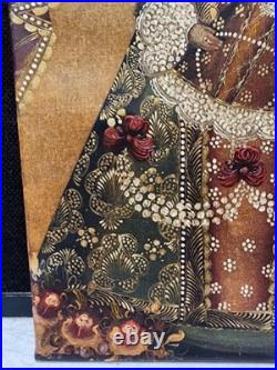 Vintage Mexican MADONNA MARY CHRIST CHILD Hand Painted Religious Icon on Canvas