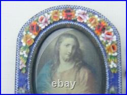 Vintage Micro Mosaic Picture Frame & Bead Picture Frame Religious