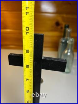 Vintage Mid-Century Crucifix Wood Base Metal Christ Figure Religious Altar Cross