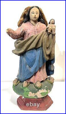 Vintage Or Antique Carved Wood Religious Figure