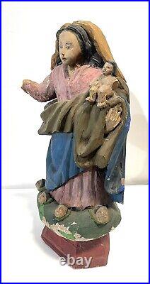 Vintage Or Antique Carved Wood Religious Figure